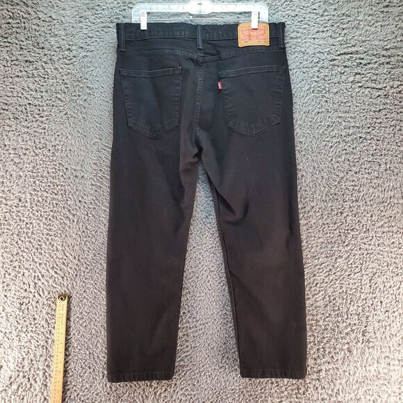 Levis Jeans Mens 34x30 502 Black Tapered Fit Stretch Cotton Denim - Picture 10 of 11